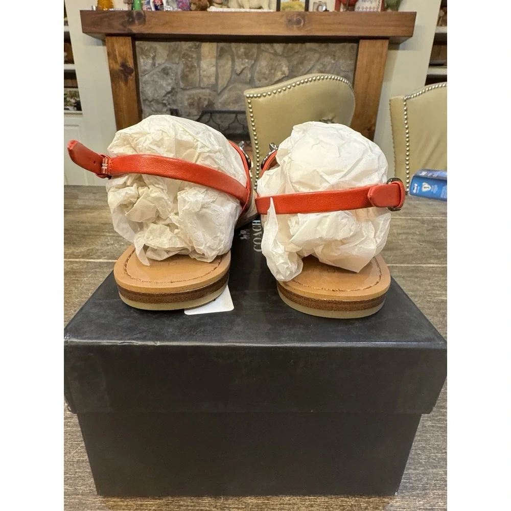 Coach Gracie Swagger Thong Sandals Burnt Orange Size‎ 5.5 New In Box